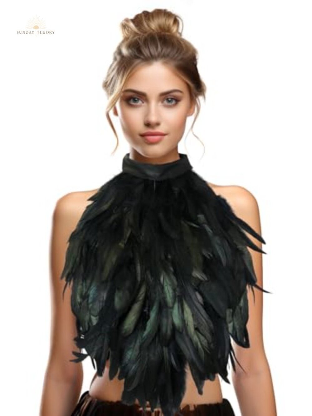 Handmade Feather Cape Shawl Adult Witch Crow Costume Collar Accessory